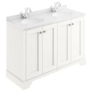Bayswater Victrion Pointing White Traditional Freestanding Vanity Unit & White Marble Top Basin - 1200mm