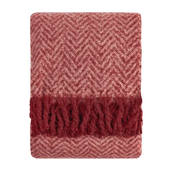 Furn Tweedie Brushed Herringbone Throw Pink/Burgundy 130 X 180Cm, Pink 3