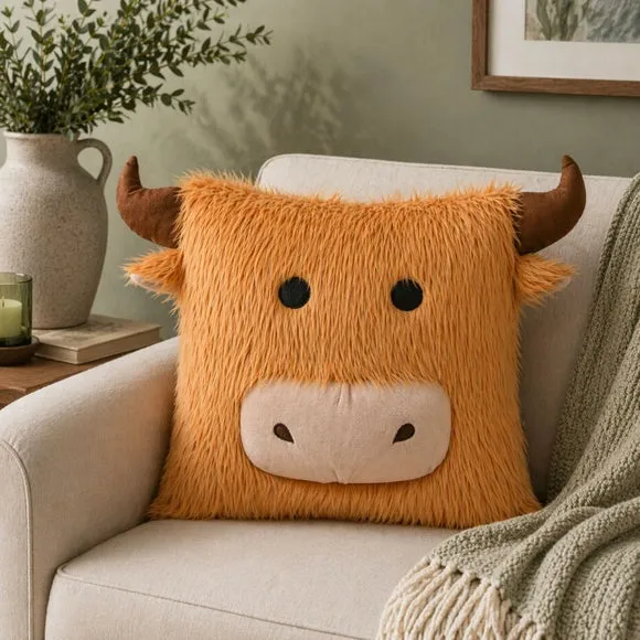 Country Living Highland Cow Square Cushion