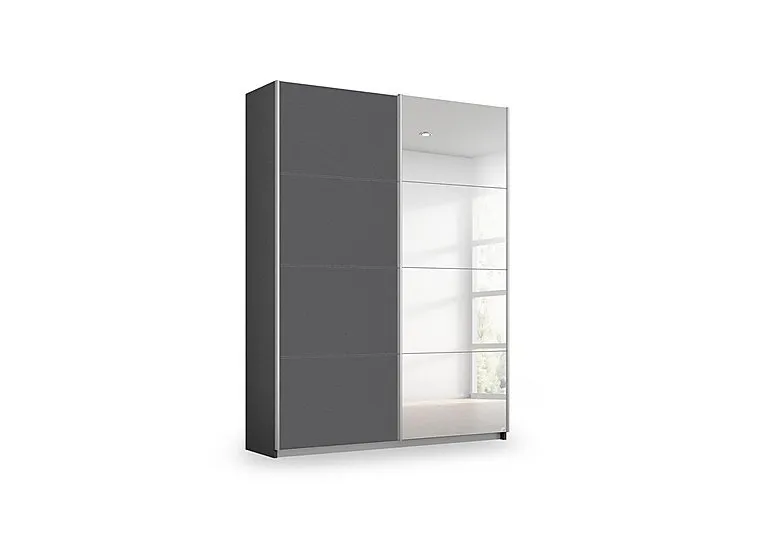 Impulse 136cm 2 Door Décor Slider Wardrobe with Mirror Door - Metallic Grey