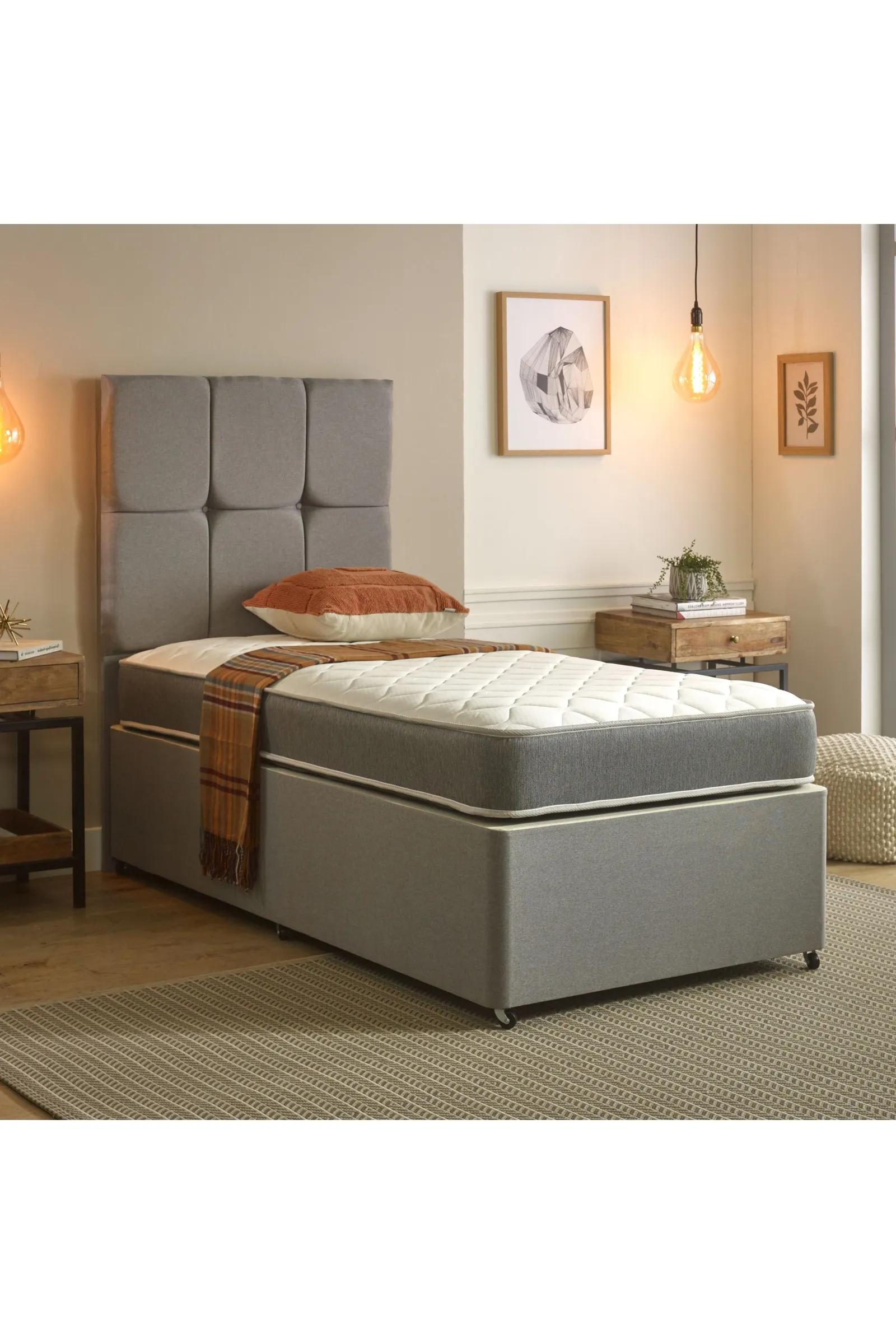 eXtreme Comfort Ltd Cooltouch Essentials Grey Memory Foam Hybrid Spring Mattress in Mid Grey