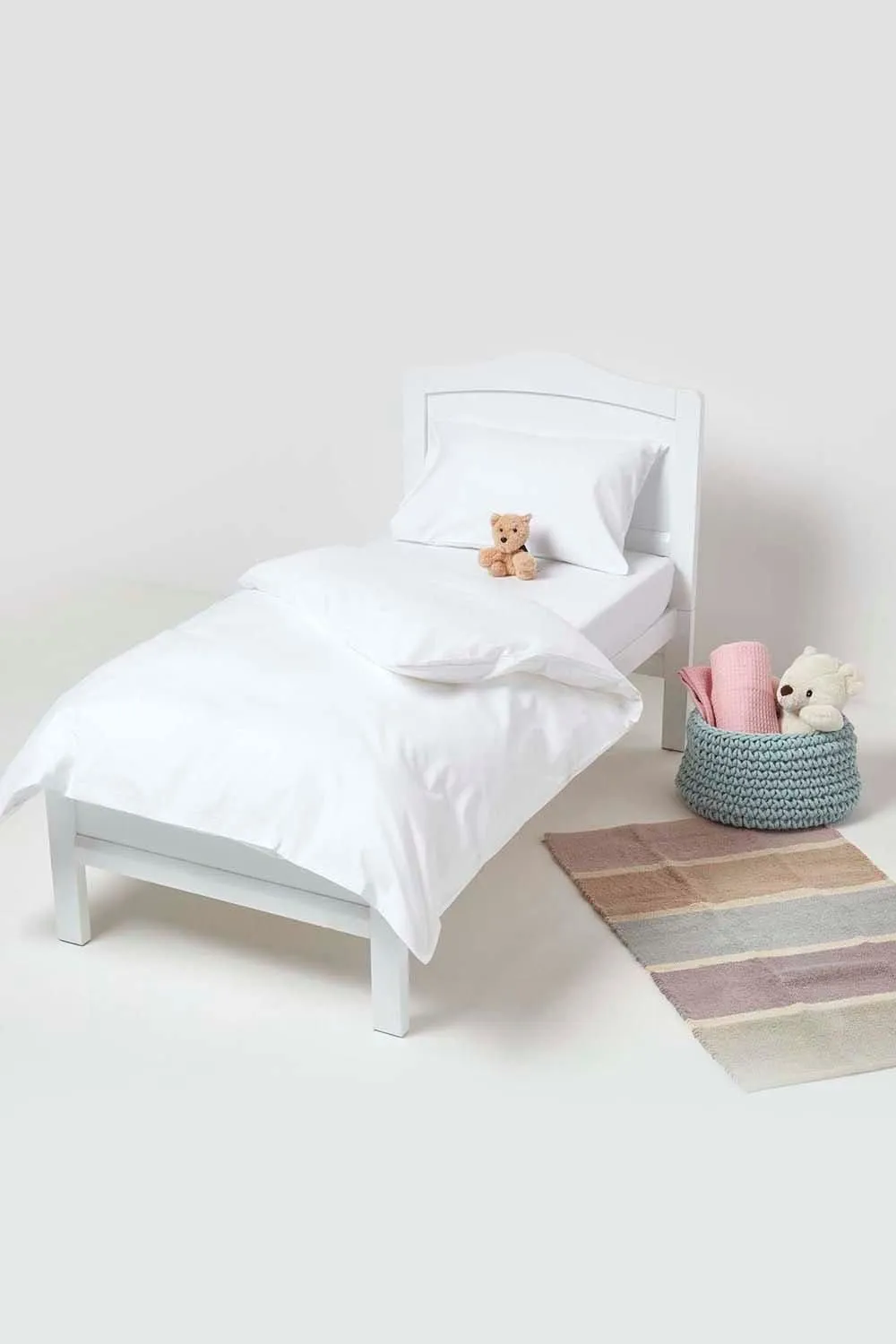 Homescapes Cotton Cot Bed Fitted Sheets 200 Thread Count, 2 Pack in White 2