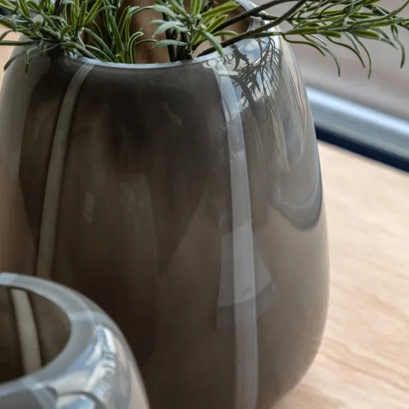 Crossland Grove Taupe Striped Glass Vase (wide), Brown 2