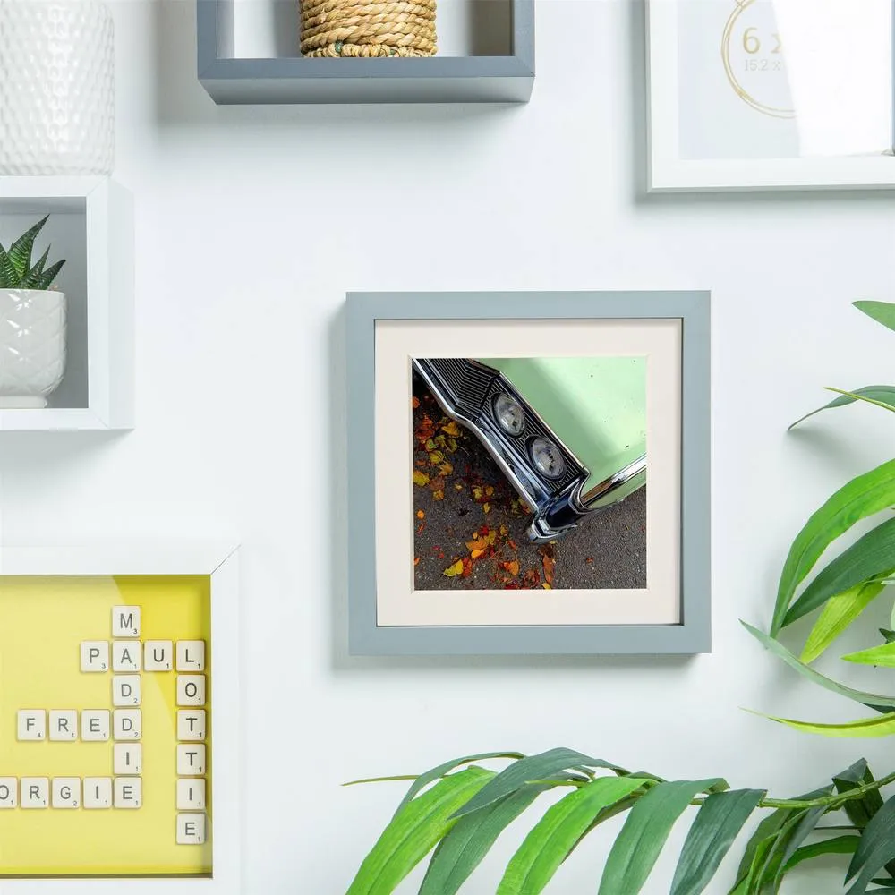 Nicola Spring 3D Box Photo Frame with 4" x 4" Mount - 6" x 6" - Grey in Ivory 5