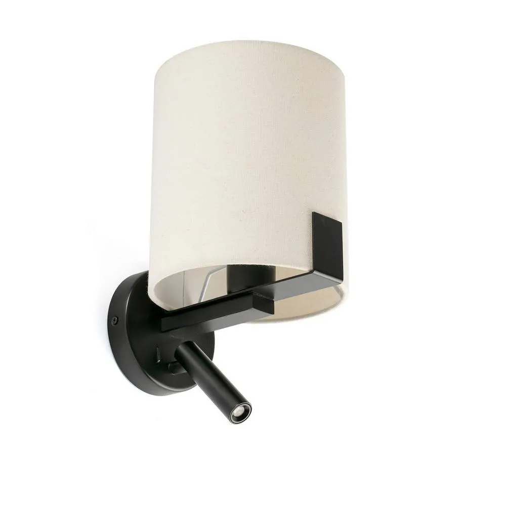 Netlighting Nila Reading Light Matt Black With Off-White Shade