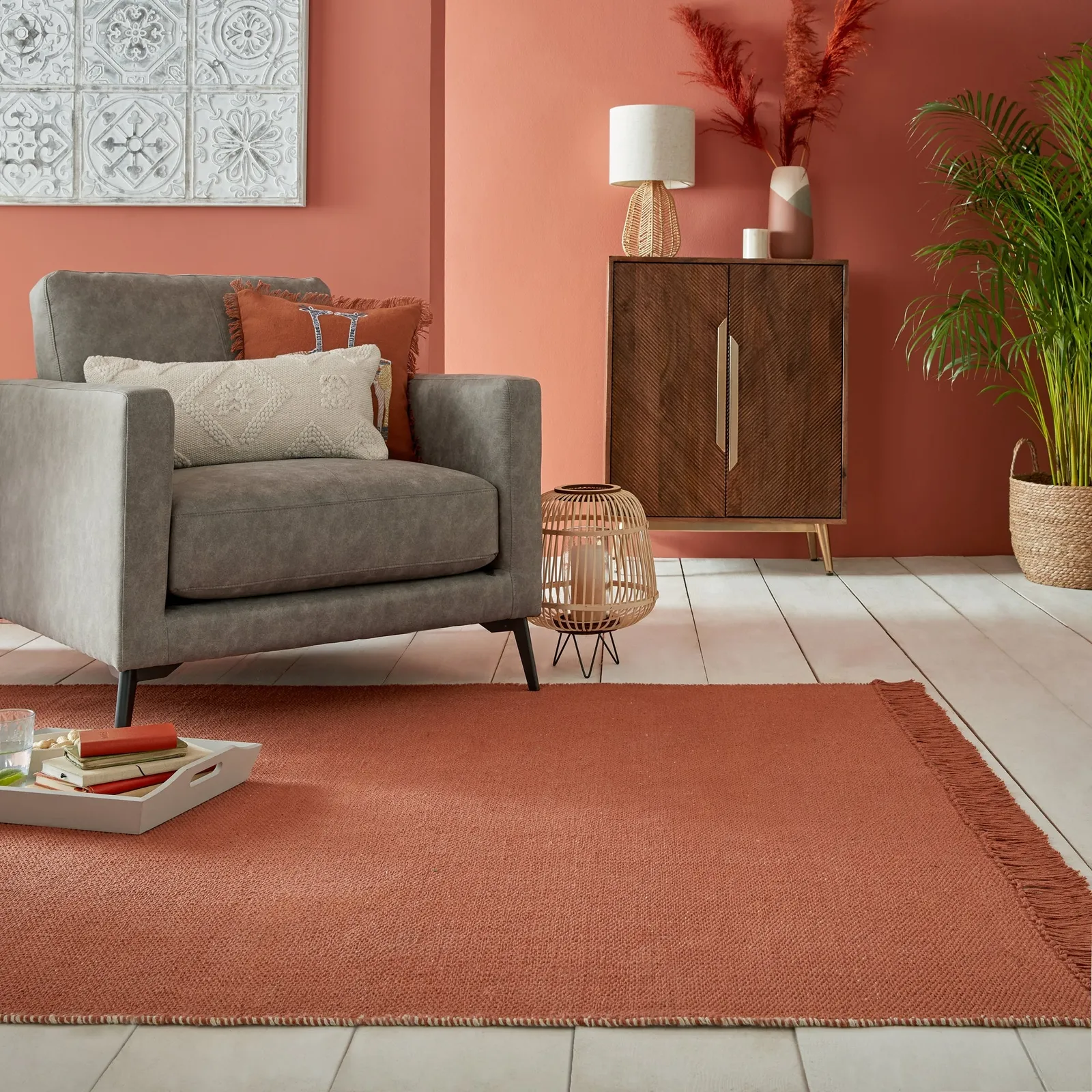 Reversible Cotton Rug Orange