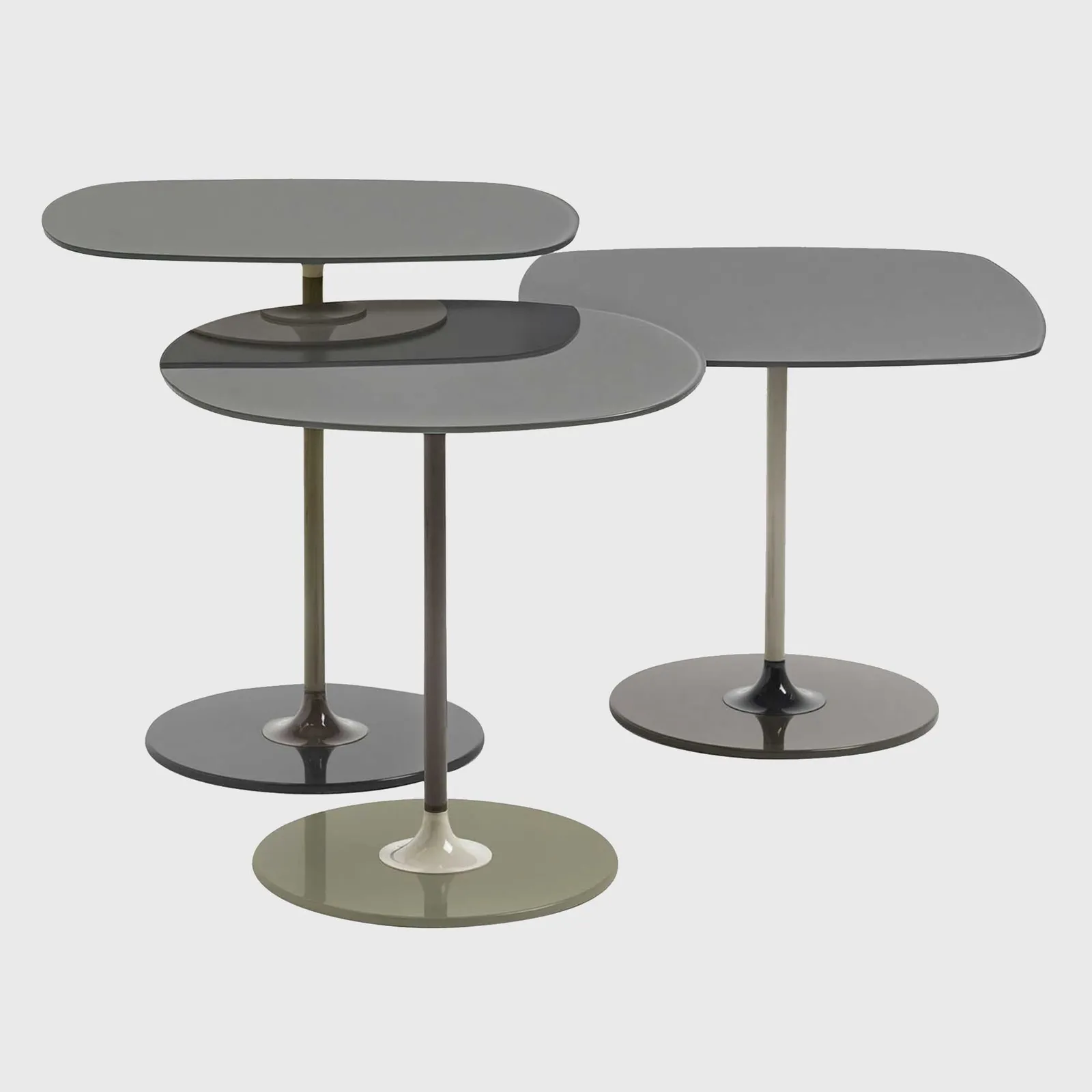 Kartell Thierry Set 3 Side Tables H40+H45+H50 Grey Glass | Barker & Stonehouse 4