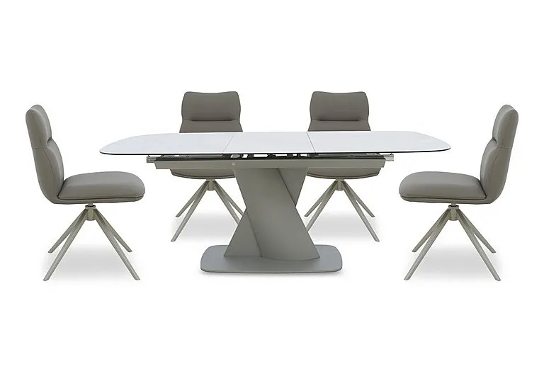 Diva Extending Dining Table and 4 Diva Chairs with Silver Legs - 160-cm