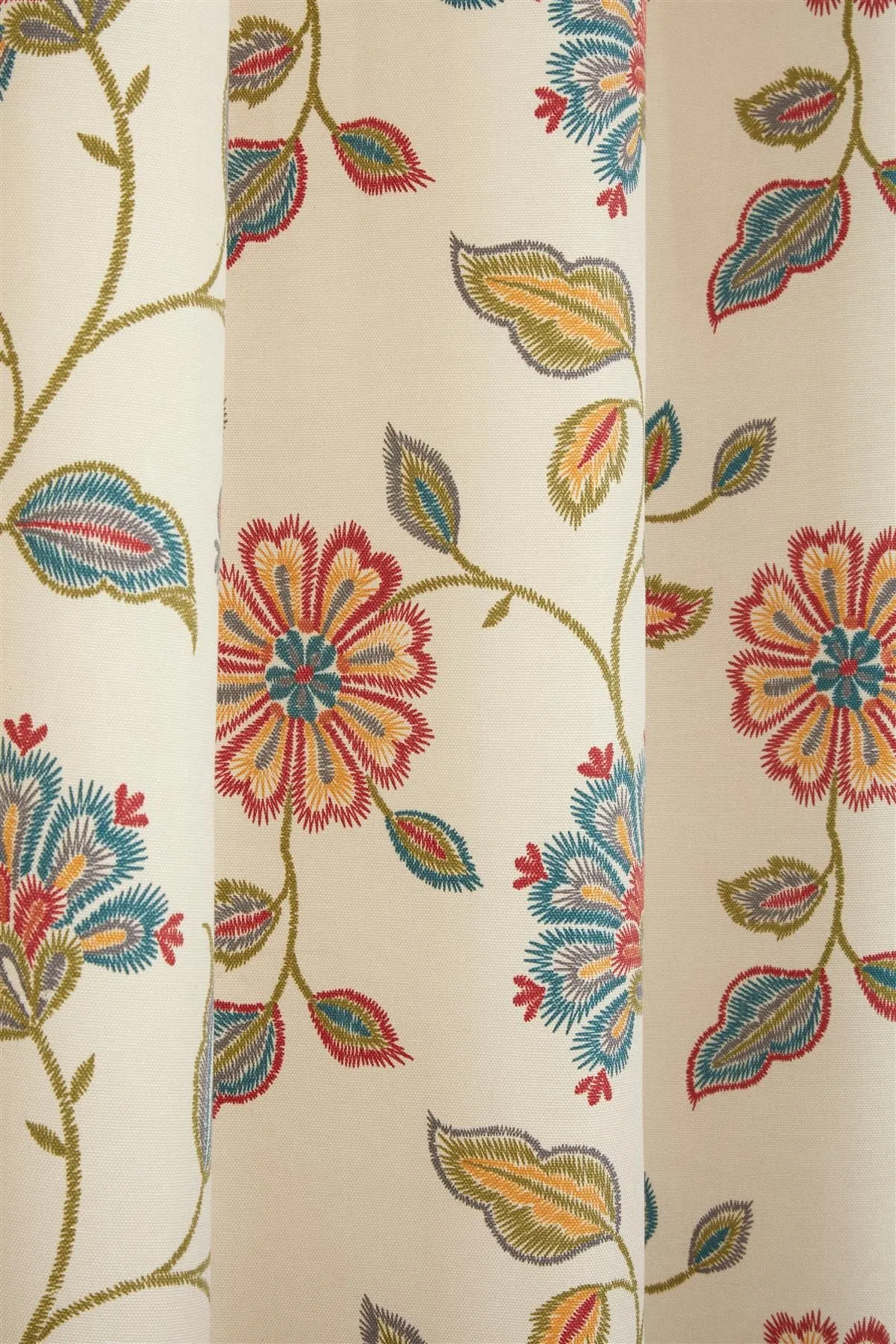 Sundour Shelley Faux Embroidery Eyelet Curtains in Beige 5