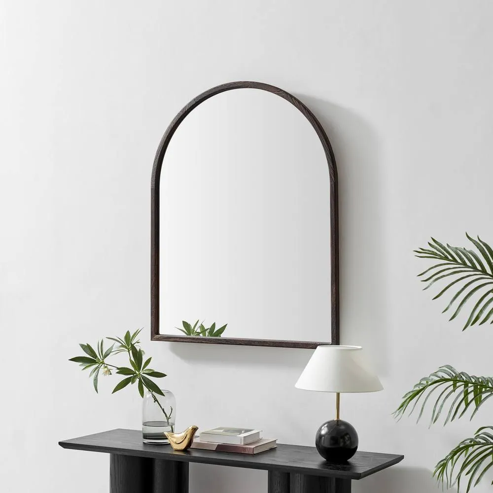 FurnitureboxUK Valerie Walnut Wood Medium 100x80cm Overmantle Arch Mirror