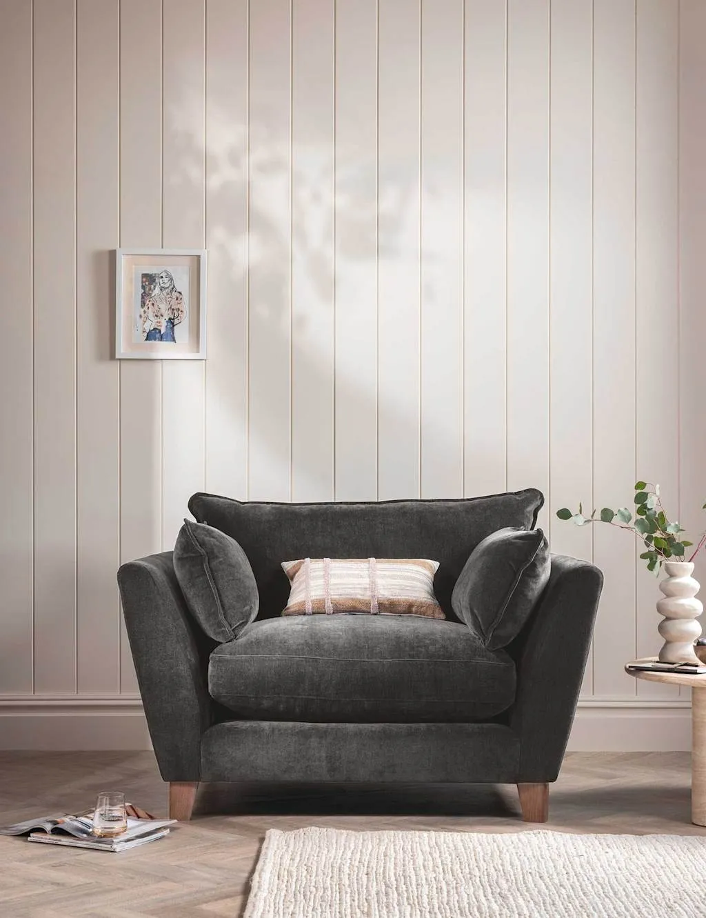 BARKER AND STONEHOUSE Irving Chenille Snuggle Chair Grey