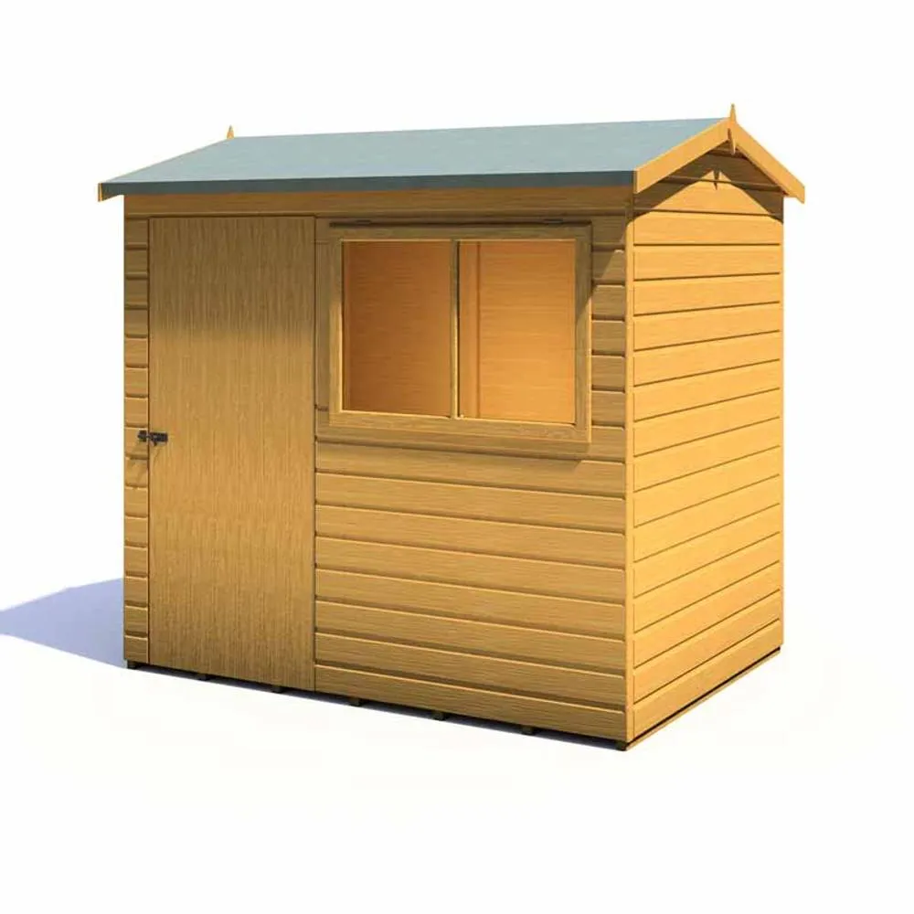 Shires Lewis 7 x 5 Feet Single Door Reverse Apex Style D Shed in Brown 3