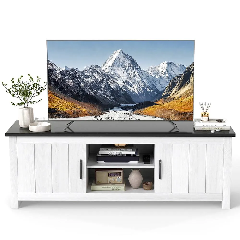 Costway TV Stand for TVs up to 65“ 145 cm TV Console Table w/ 2 Cabinets 2