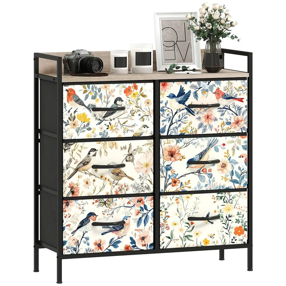 HOMCOM Chest of Drawers for Bedroom, Fabric Dresser with Shelf