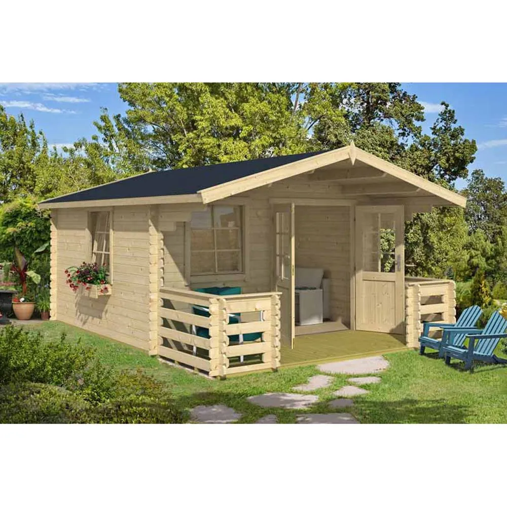 Lasita Maja Ltd Luna 2-Log Cabin, Garden Room, Home Office - L403.8xW530xH245.1 cm in Light Tan