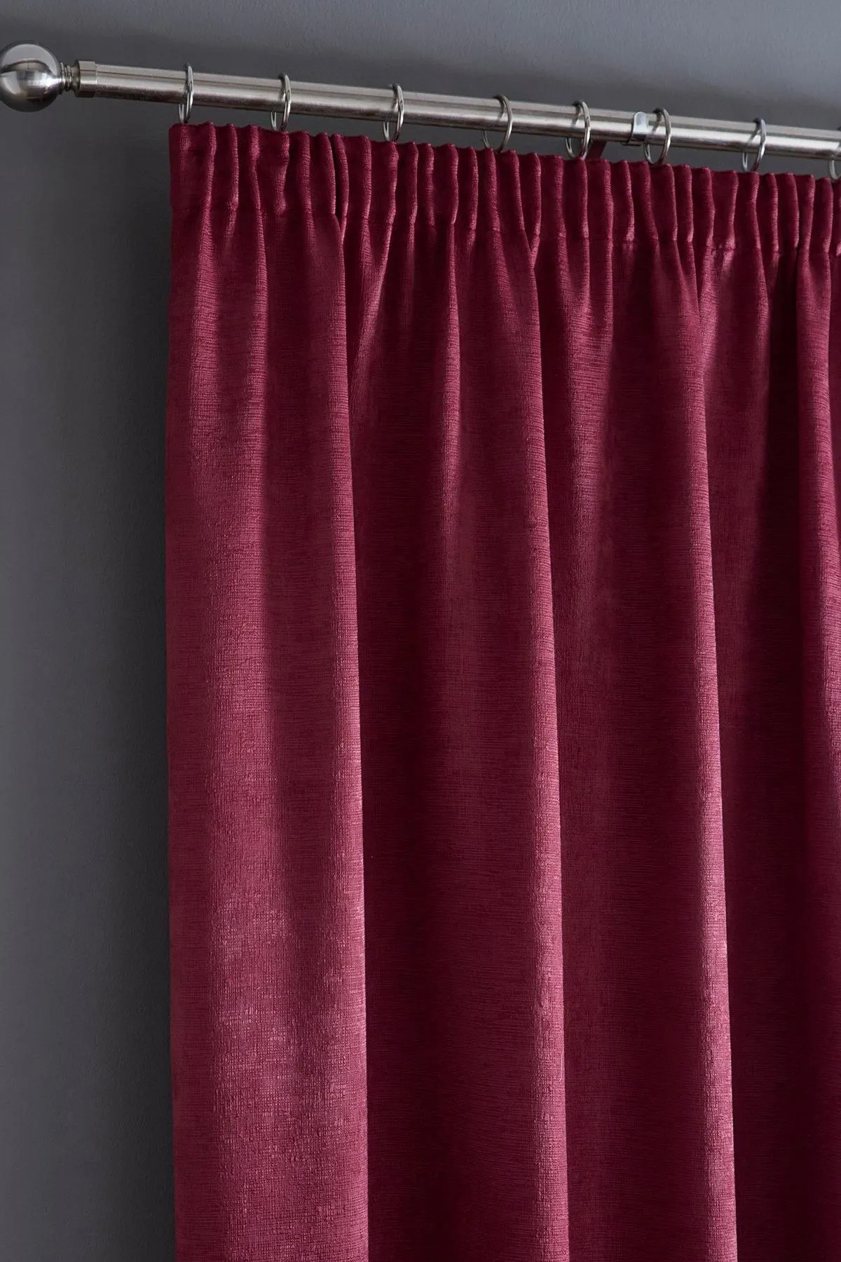 Fusion 'Galaxy' Pair of Light Reducing Thermal Effect Pencil Pleat Curtains in Wine 2