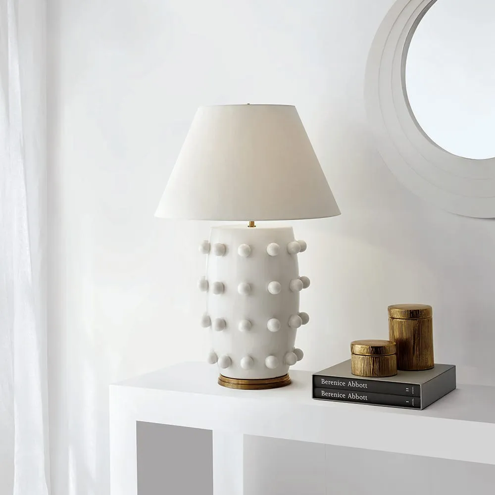 Visual Comfort Linden Table Lamp White & Linen Shade Medium 4