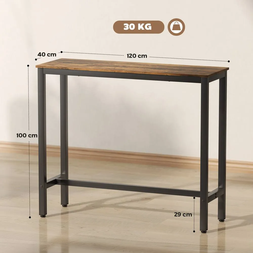 HOMCOM Bar Table Coffee Table with Adjustable Footpads for Breakfast Dining in Dark Brown 3