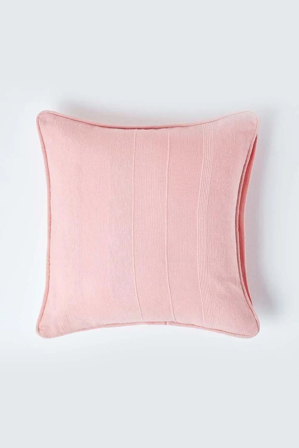 Homescapes Cotton Rajput Ribbed Cushion Cover in Pink