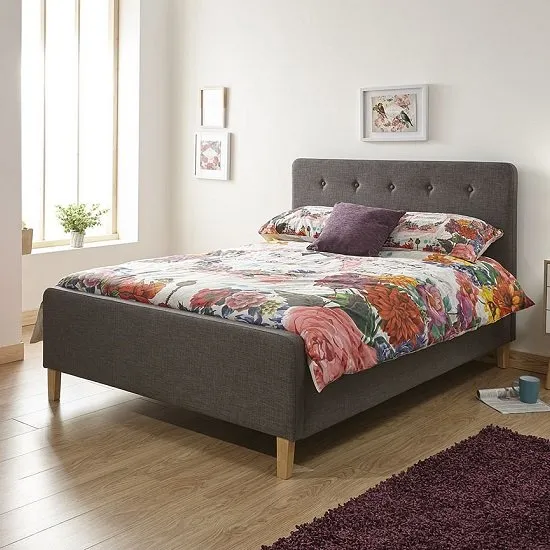 Ronnie Double Size Fabric Ottoman Storage Bed In Grey