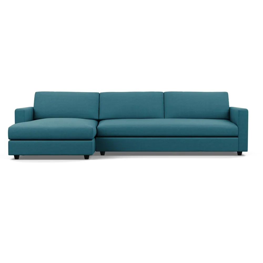 Heal's Nimbus II 4 Seater Corner Chaise LHF Brushed Cotton Cadet Black Feet