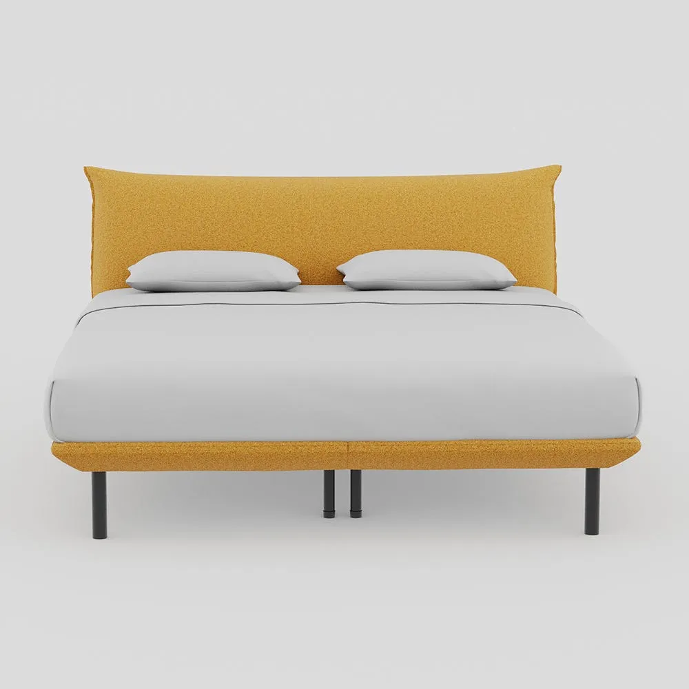 Heal's Aria Bed Super King NOVA Boucle Tumeric Slats, Black Feet 1