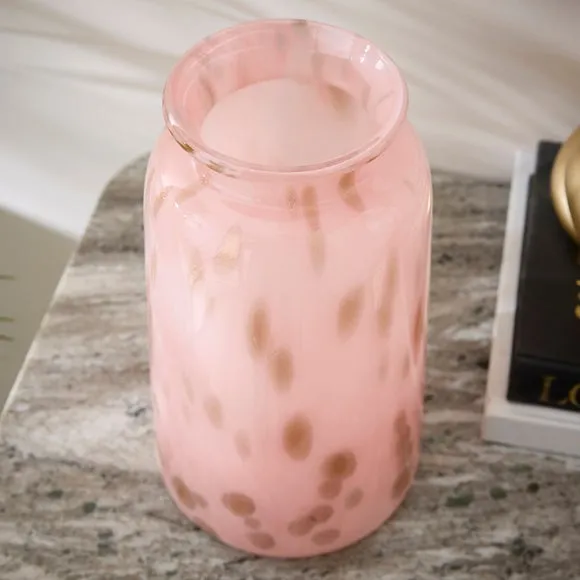 Pink & Gold Speckled Glass Vase 2