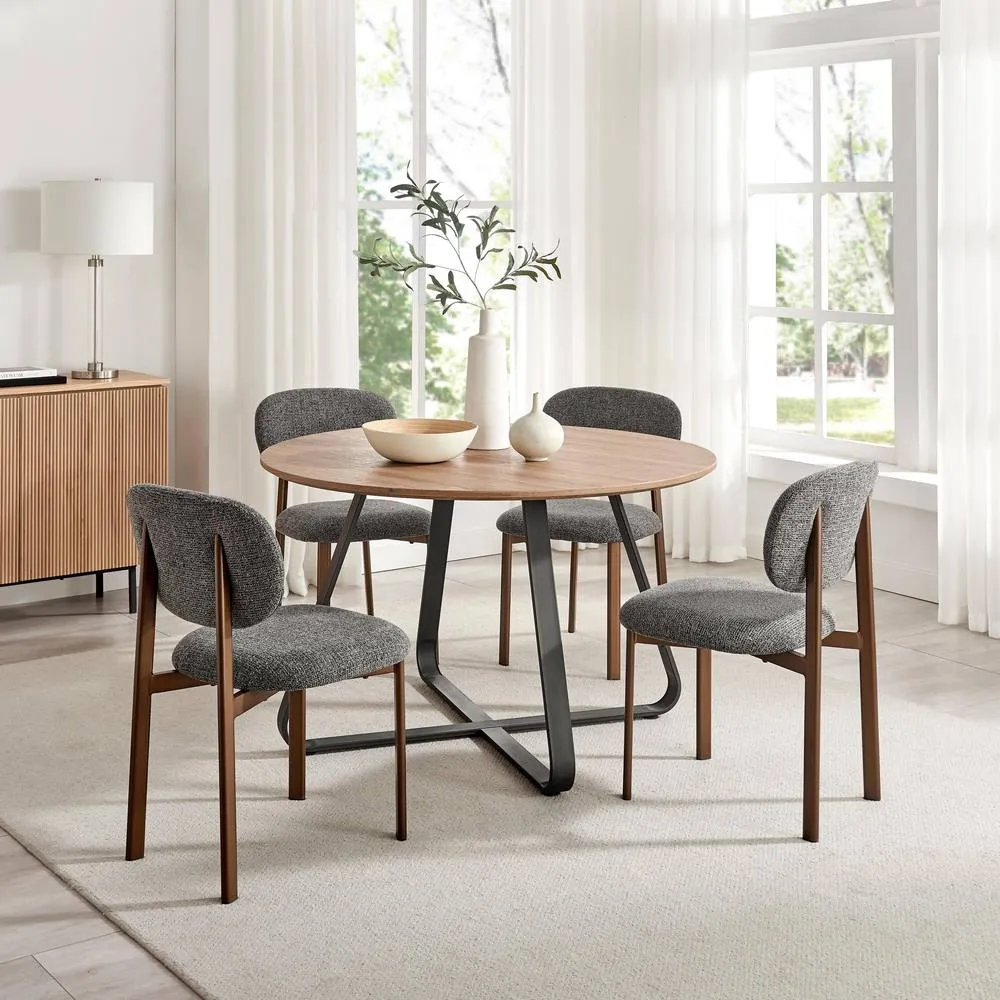 FurnitureboxUK 2x Mirelle Grey Fabric Dining Chairs Bronze Legs in Charcoal 4