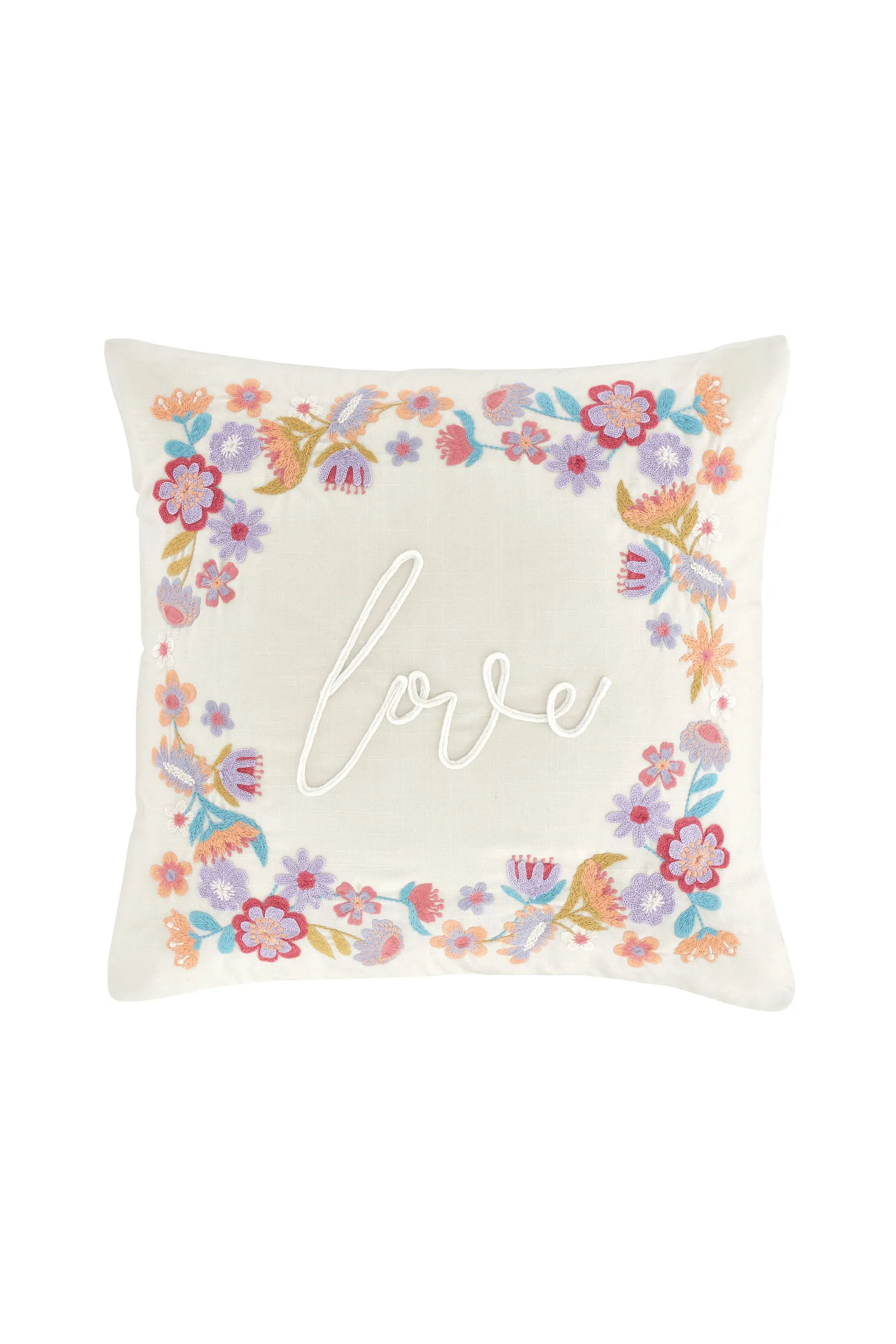 Catherine Lansfield 'Love' Embroidered Cushion in Natural 3