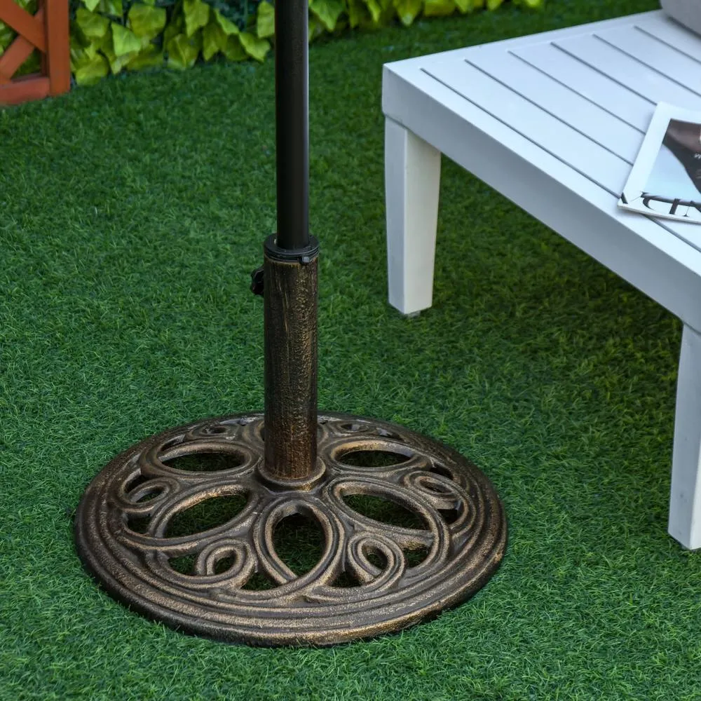 OUTSUNNY Round Patio Umbrella Base Stand, Umbrella Holder in Bronze
