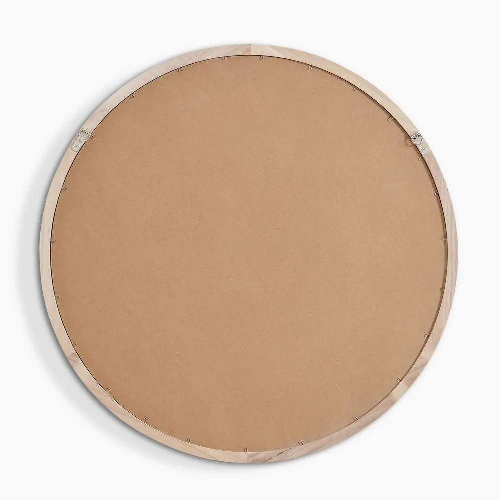 FurnitureboxUK Judith Oak Wood Medium 80x80cm Round Wall Mirror in Light Brown 5