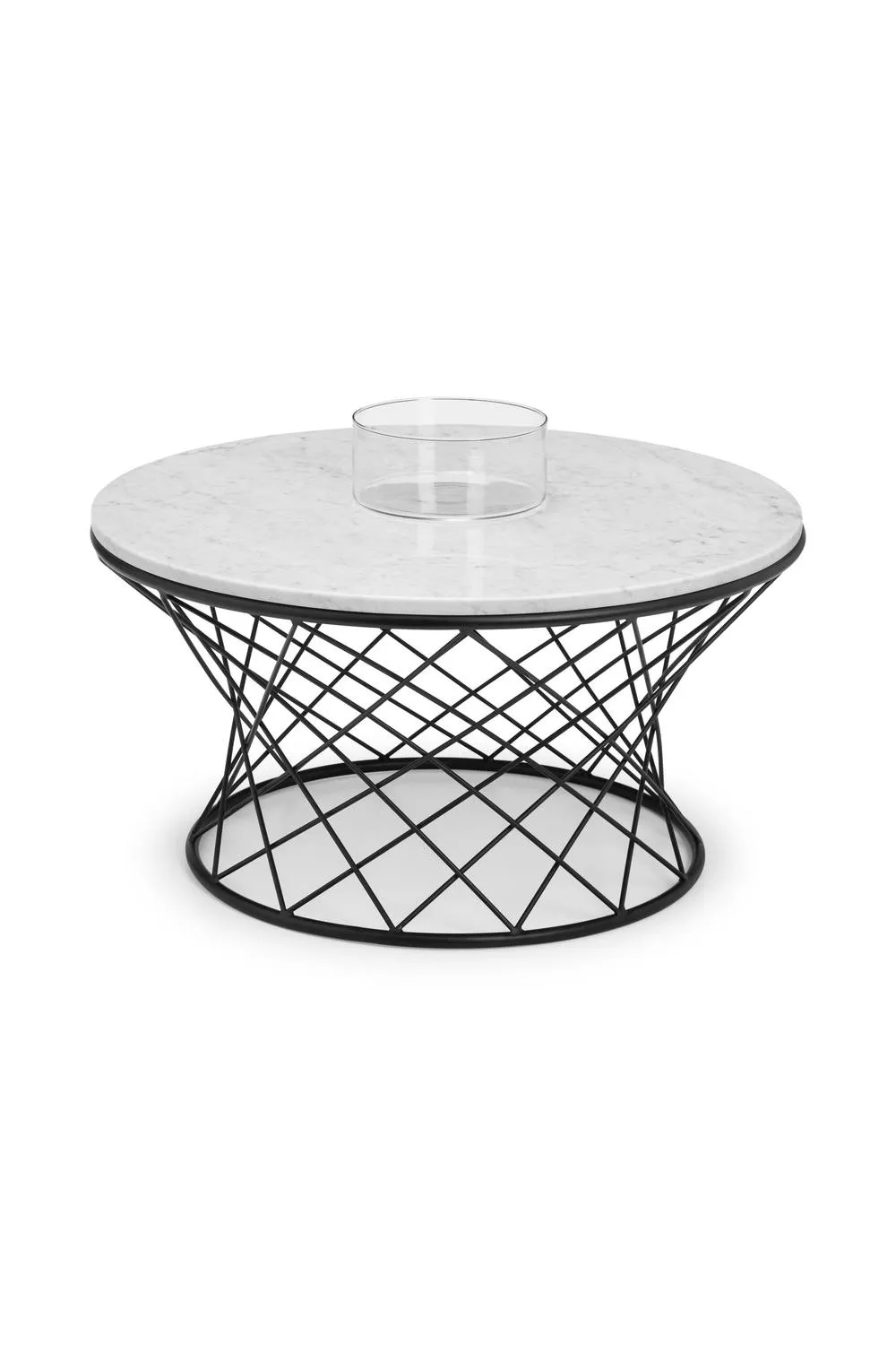 Julian Bowen Trevi Round Marble Top Wire Base Coffee Table in White 3