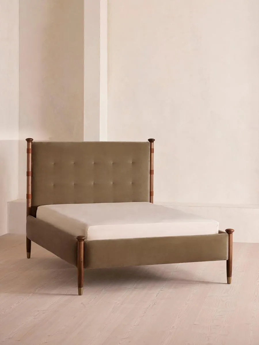 Paolo Bed, Double, Velvet, Truffle