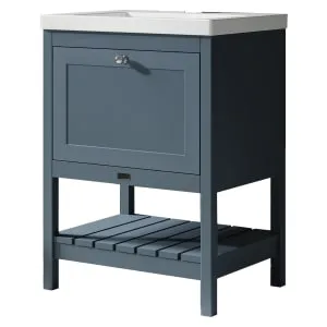 Bayswater Hartleigh Stiffkey Blue Traditional Freestanding Vanity Unit & 1 Tap Hole Modern Recessed Basin - 600mm 2