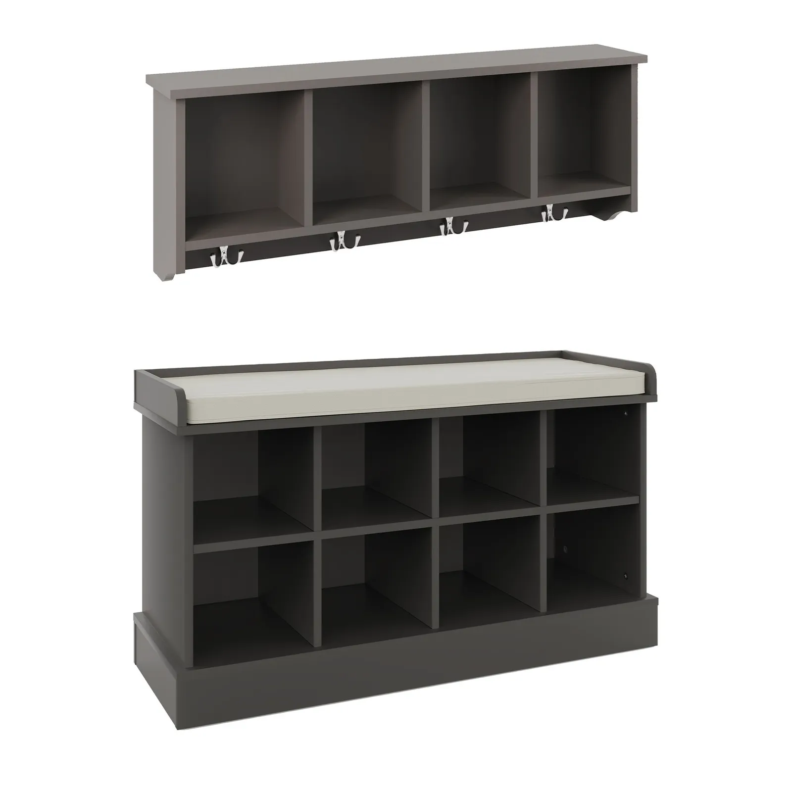 GFW Kempton Shoe Bench + Wall Rack in Grey 2