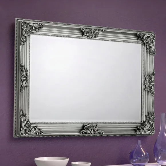 Rococo Pewter Rectangle Wall Mirror