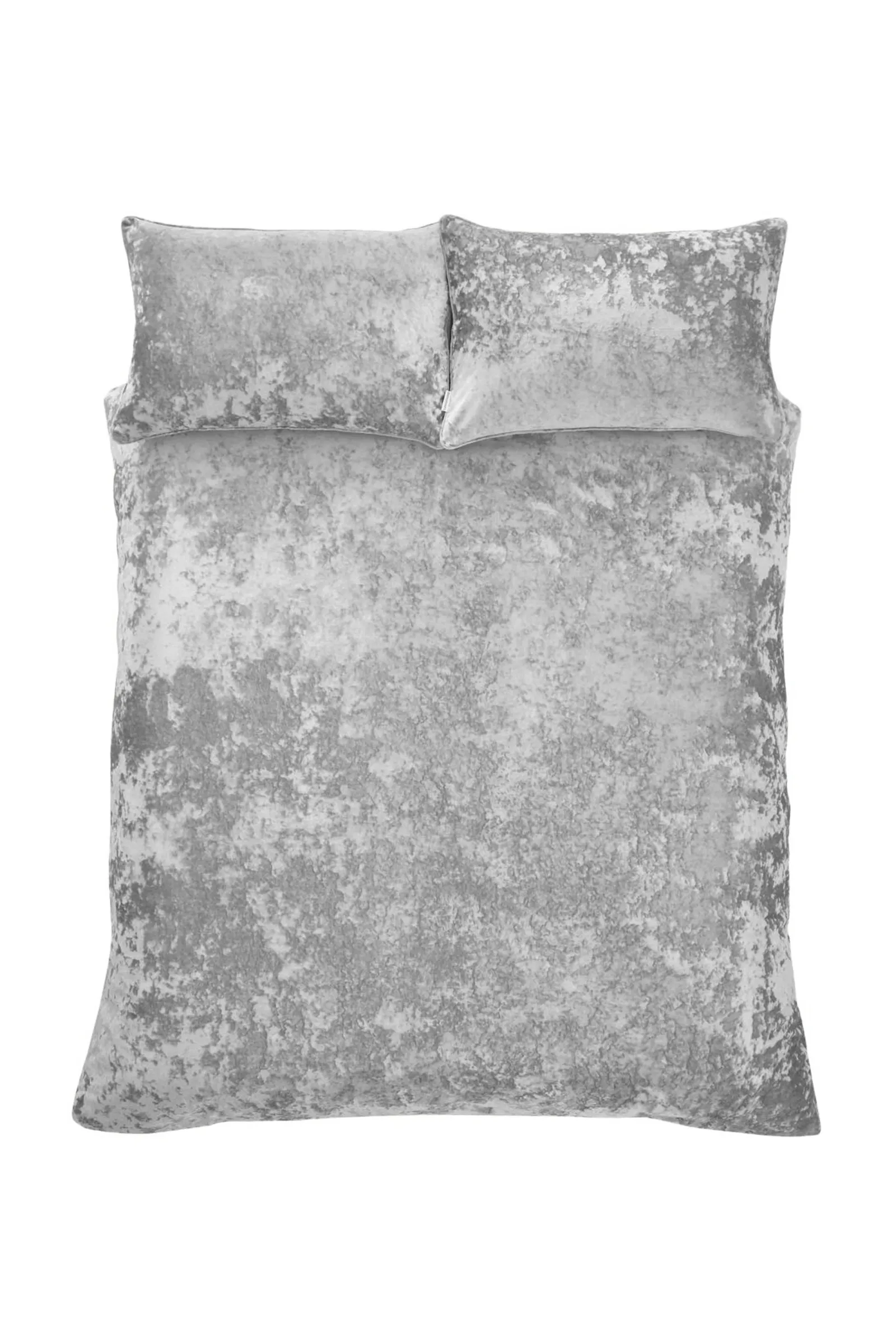 Catherine Lansfield Crushed Velvet Duvet Cover Set - Soft, Durable & Luxury Finish in Silver 4