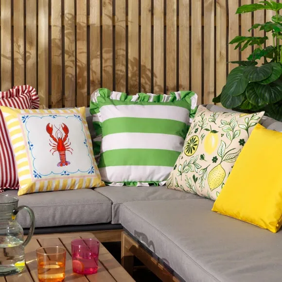 Palm Royal Stripe Ruffle Outdoor Square Cushion 5