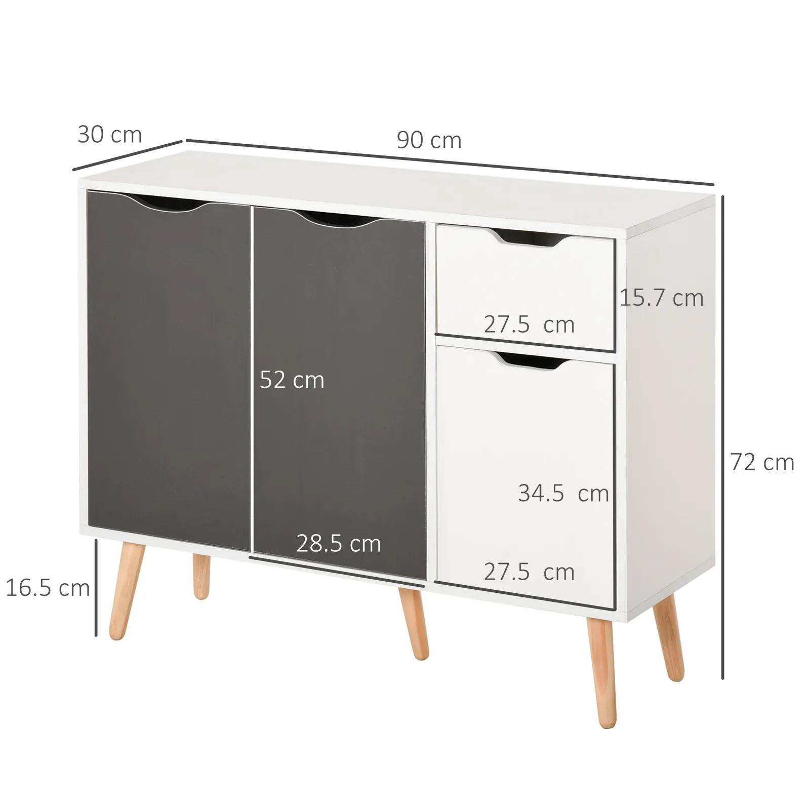 HOMCOM Cabinet Sideboard with Drawer Bedroom, Living Room, Home Office in Grey 3