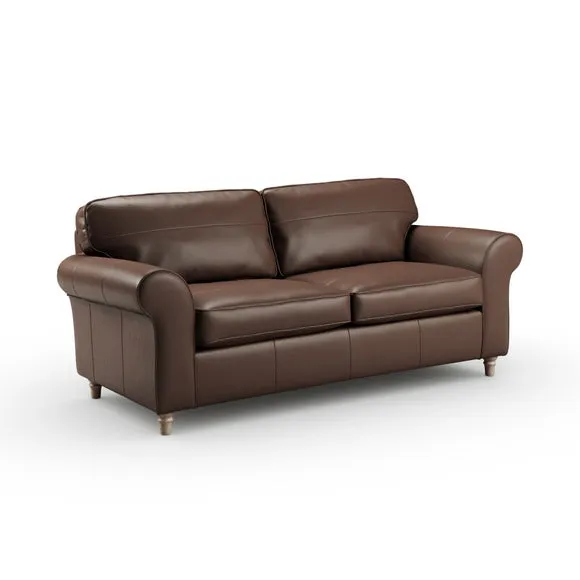 Flori Classic Leather 3 Seater Sofa 6