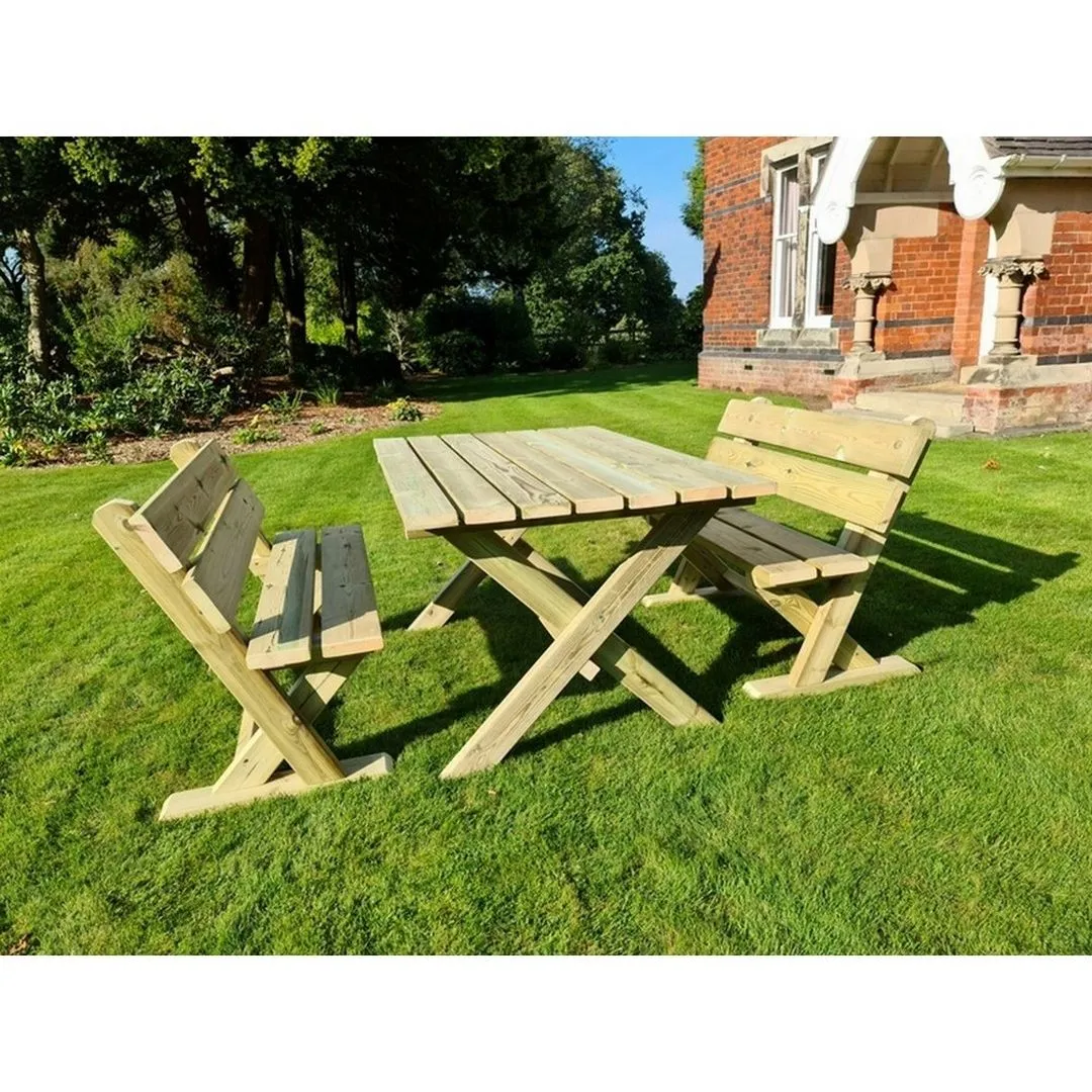 Churnet Valley Garden Furniture Ltd Ashcombe Table Set Sits 4 Including 2 Bench - L120 x W93 x H77 cm in Brown 2