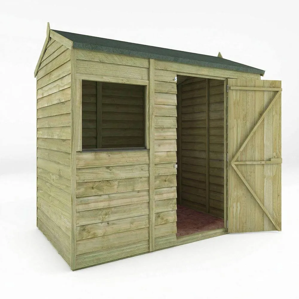 Mercia 6 x 4 Feet Overlap Reverse Apex Shed - L131.3 x W181.8 x H208.3 cm in Brown 2