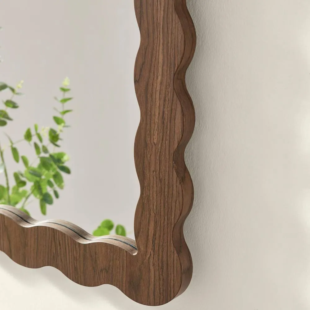 FurnitureboxUK Wiggle Walnut Wood Medium Rectangle 90x60cm Wall Mirror 5