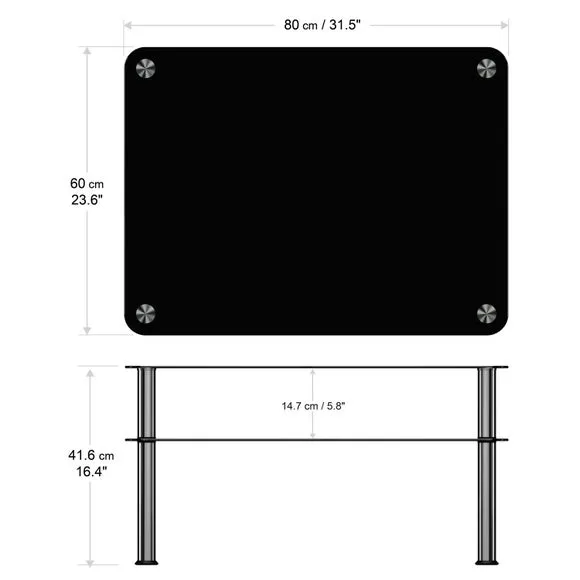 AVF Large Coffee Table, Black Glass with Chrome Legs 5