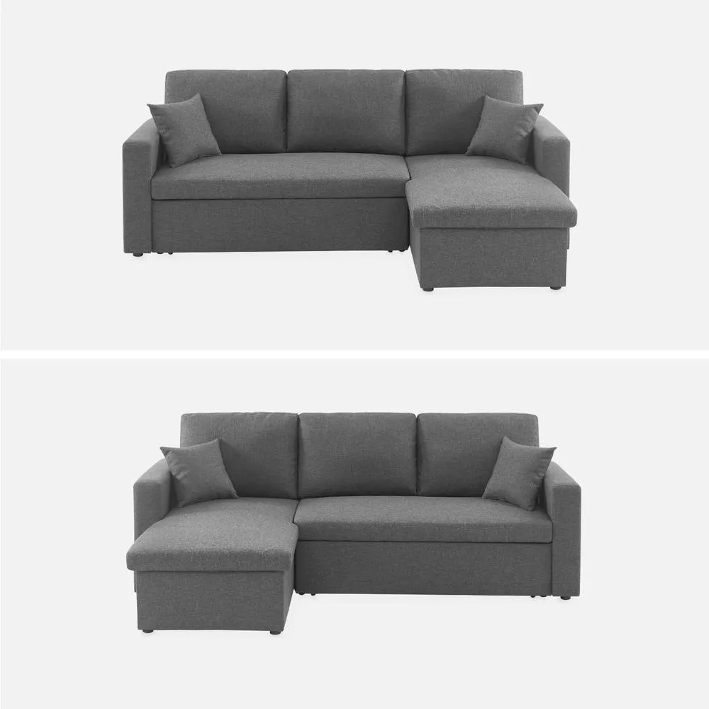 sweeek 3-seater Compact Reversible Corner Sofa Bed in Dark Grey 2