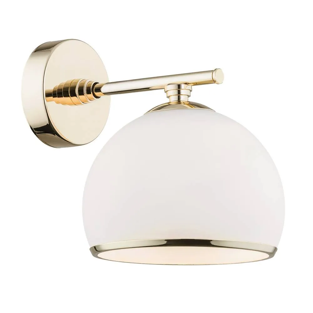 Netlighting Marbella Dome Wall Lamp Opal Matt Brass Steel in Gold