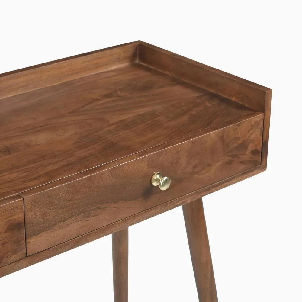 FurnitureboxUK Vinson Rectangle Walnut Wood 2 Drawer Console Table 6