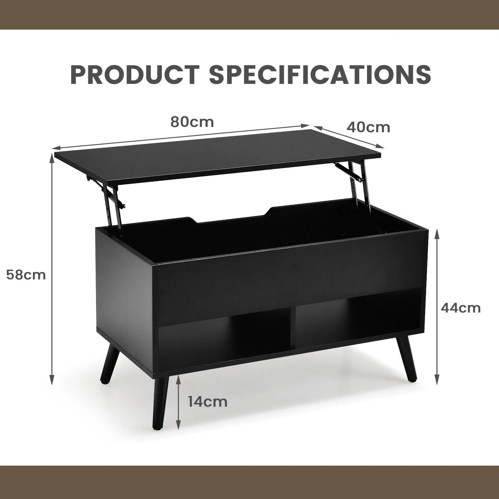 Costway Lift Top Coffee Table Modern Wooden Lift Top Dining Cocktail Table in Black 2