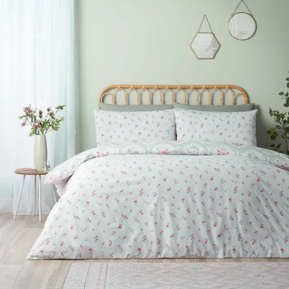 Catherine Lansfield Cameo Floral Polycotton Duvet Cover & Pillowcase Set 3