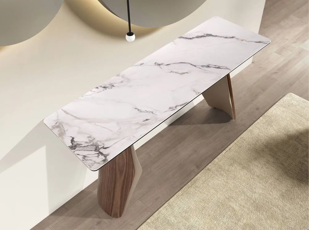 Angel Cerda Rectangular Console Table with White Porcelain-Marble Top 6